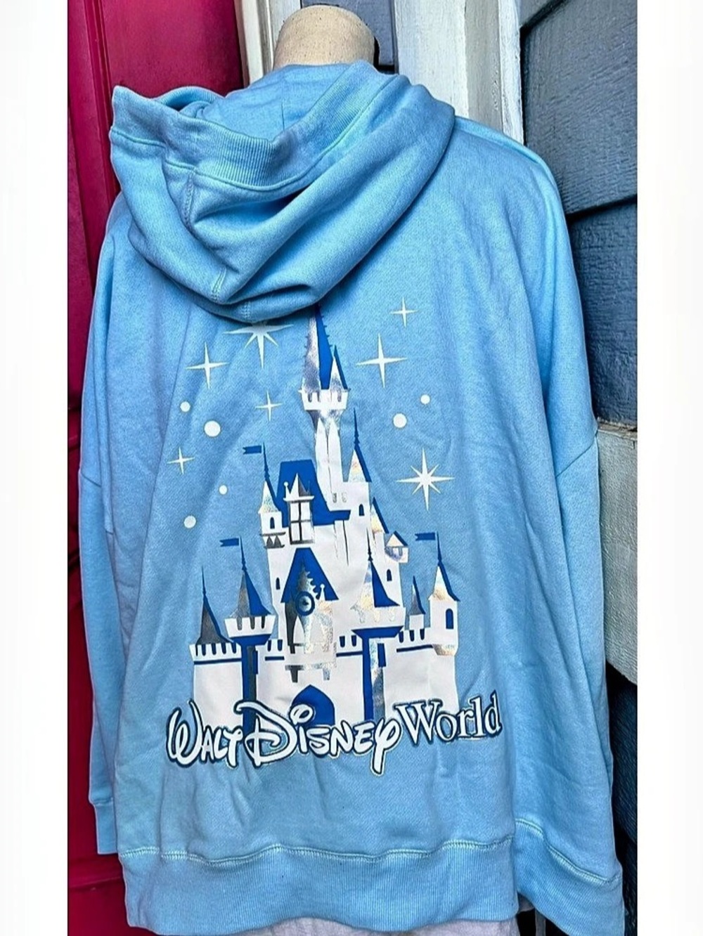 Disney Parks Walt Disney World Cinderella Castle Foil Hoodie Blue XL NWT 2025